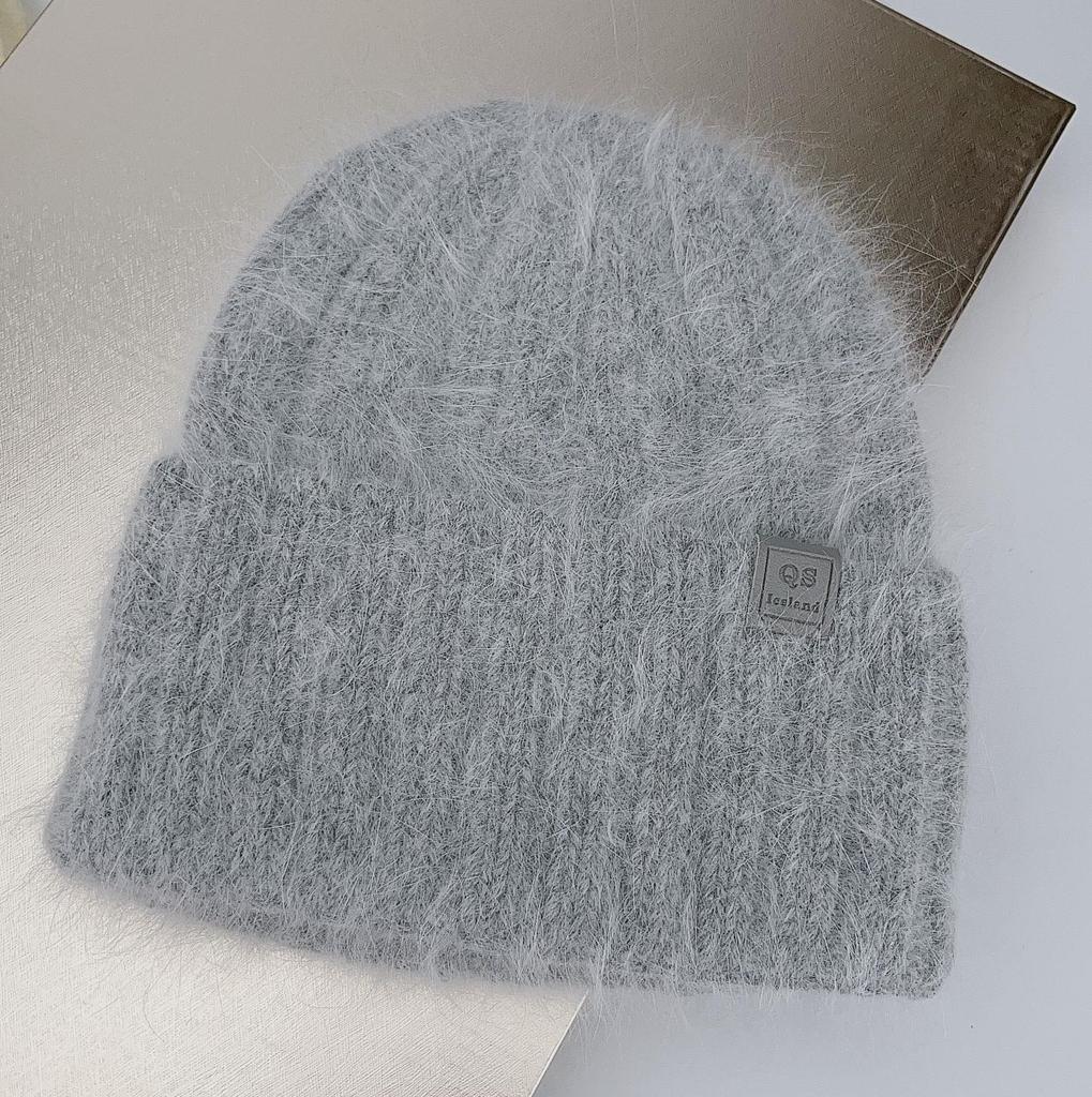 Women'S Big Size Rabbit Fur Blended Beanie Winter Hat Soft Thick Ear Protection Windproof Baggy Knit Cap For Outdoor