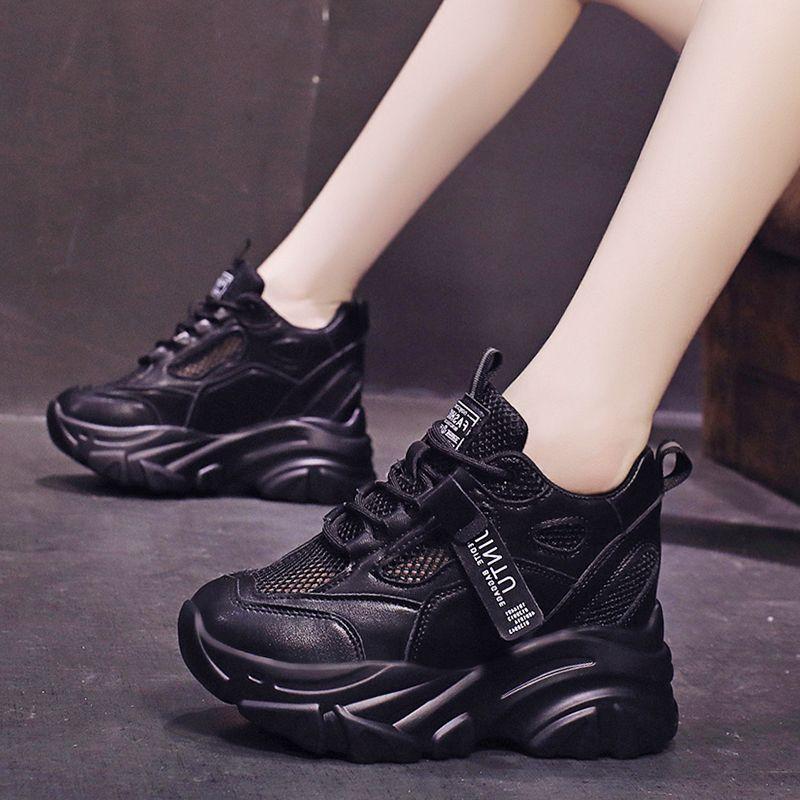 Comemore Våren Joggesko for kvinner Uformelle kvinner Chunky Mesh Tykkbunn Dame Vulkanisere Plattform Sportssko Tennis Dame Rosa