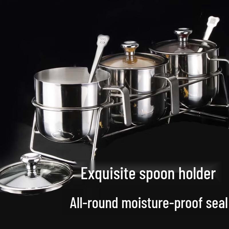 Modern Stainless Steel Spice Jar Set with Rack