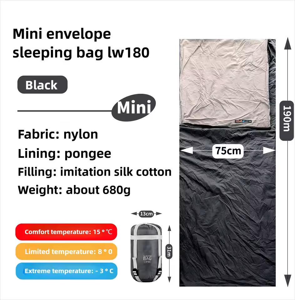 Outdoor camping, tourism, mountain climbing, adult sleeping bag, mini portable nylon cotton, machine washable, multi splicing