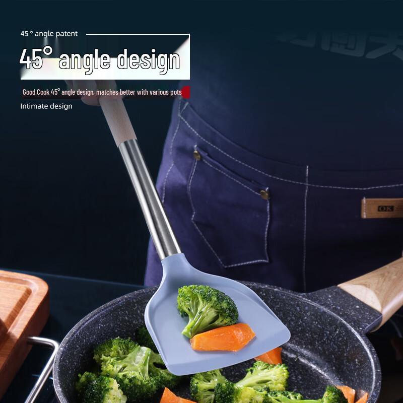 

HOCUF Wooden Handle Silicone Kitchen Utensils