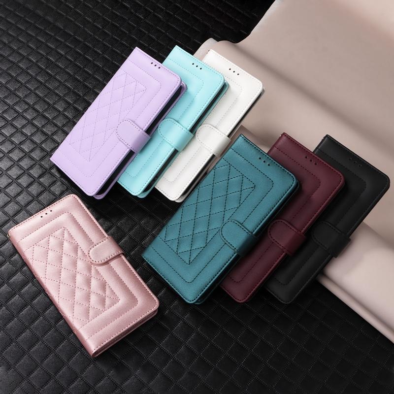 Diamond Check Flip Case on For Samsung Galaxy A51 A50 A52 A71 A20 A21S A30 A10 A31 A70 A72 A20S A20E Capa Magnetic Leather Cover