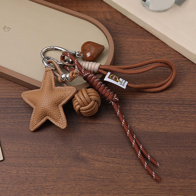PU Leer Ster en Bal Hanger Liefde Hart Ring Sleutelhanger Vrouwen Tas Decoratie Rugzak Accessoires voor Dagelijks Gebruik of Feestcadeaus