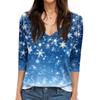 Damen T-Shirt Weihnachtsdruck 3/4 Ärmel Täglich Wochenende Mode Basic V-Ausschnitt Reguläres Oberteil