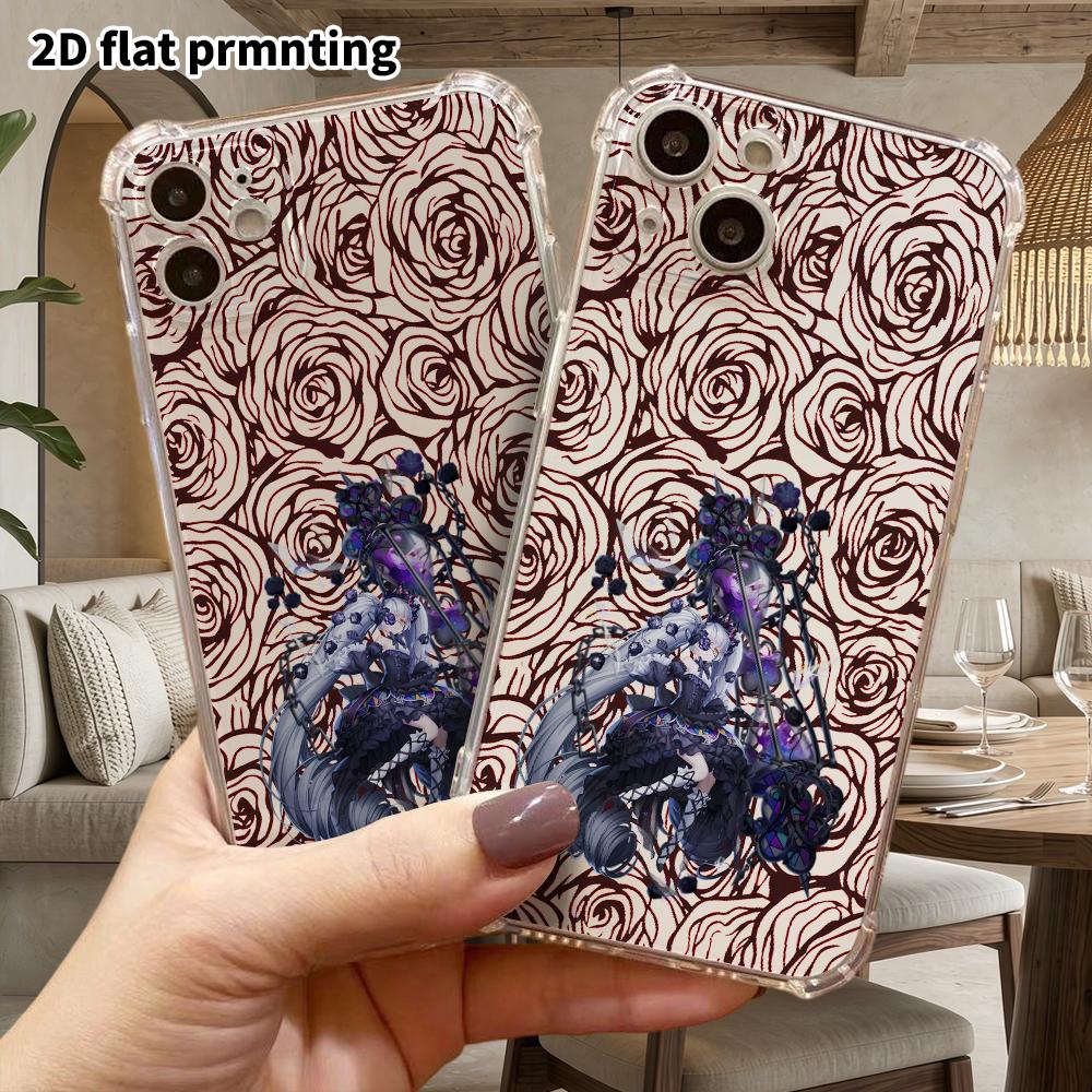 Phone Case: 2D Flat Design, Suitable for iPhone 18 17 16 15 14 13 Pro, Transparent Corner Protection Case, Twin-tail Girl, Christmas and Halloween Gif