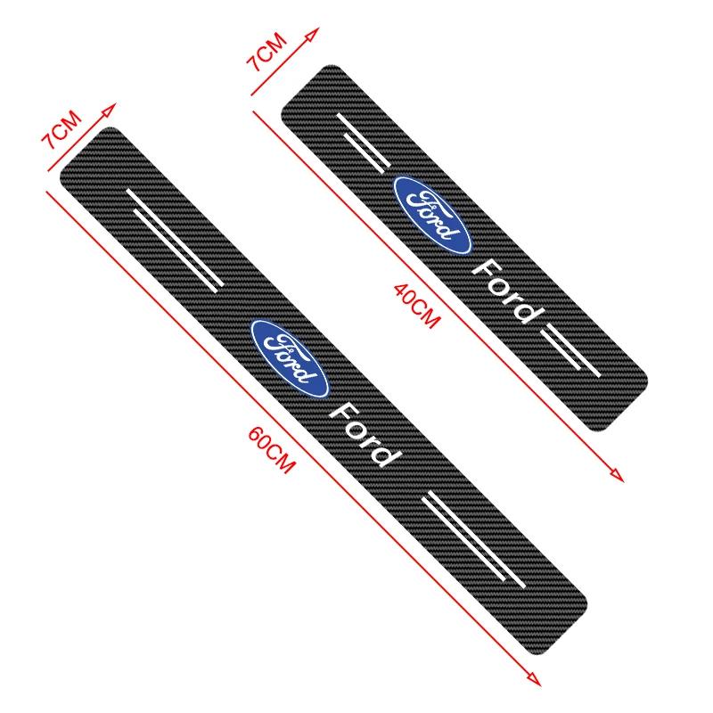 4pcs Car Door Sill Scuff Protective Stickers Carbon Fiber Auto Styling Decals For Ford Focus 2 3 MK4 Mondeo Fiesta Ecosport Kuga