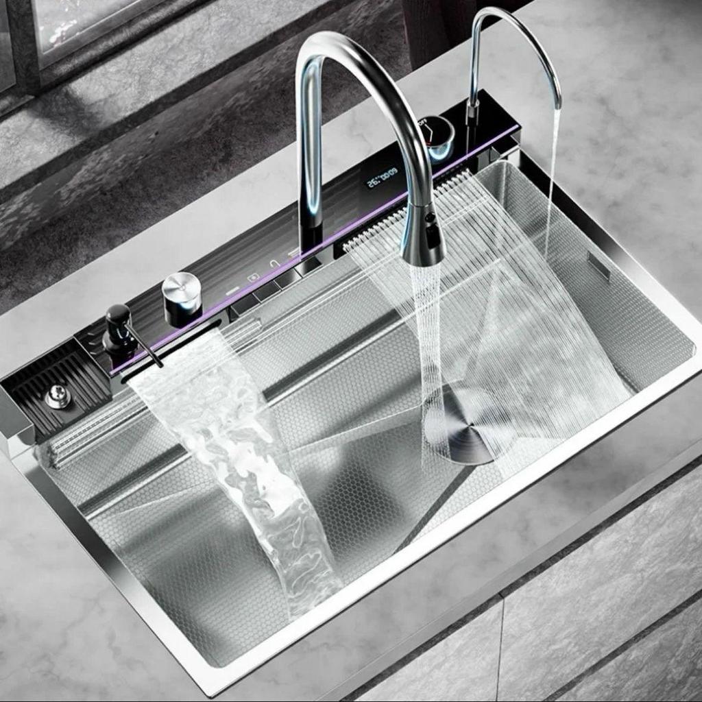 Lavello JOMOW Super Spesso 6.0 in Acciaio Inossidabile con Display Digitale e Design a Nido d'Ape, Vasca Singola per Lavare le Verdure.