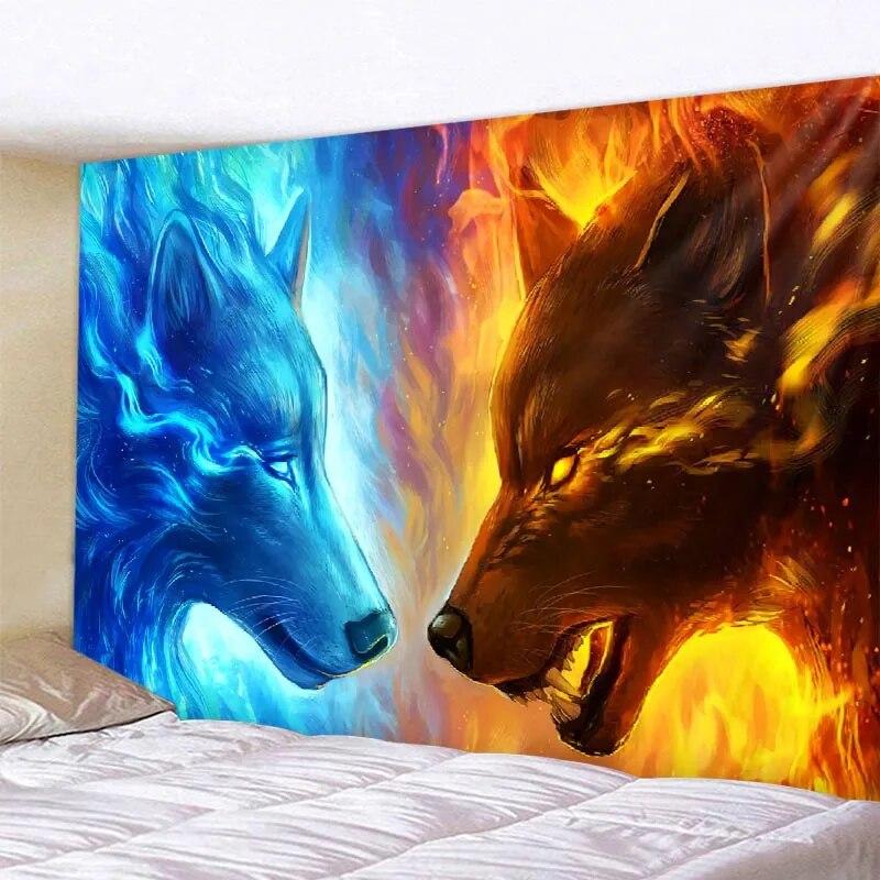 Fantasie Wolf Wandteppich Hängen Tier Zimmer Dekoration Böhmischen Psychedelic Mandala Hause Schlafsaal Wand Dekoration