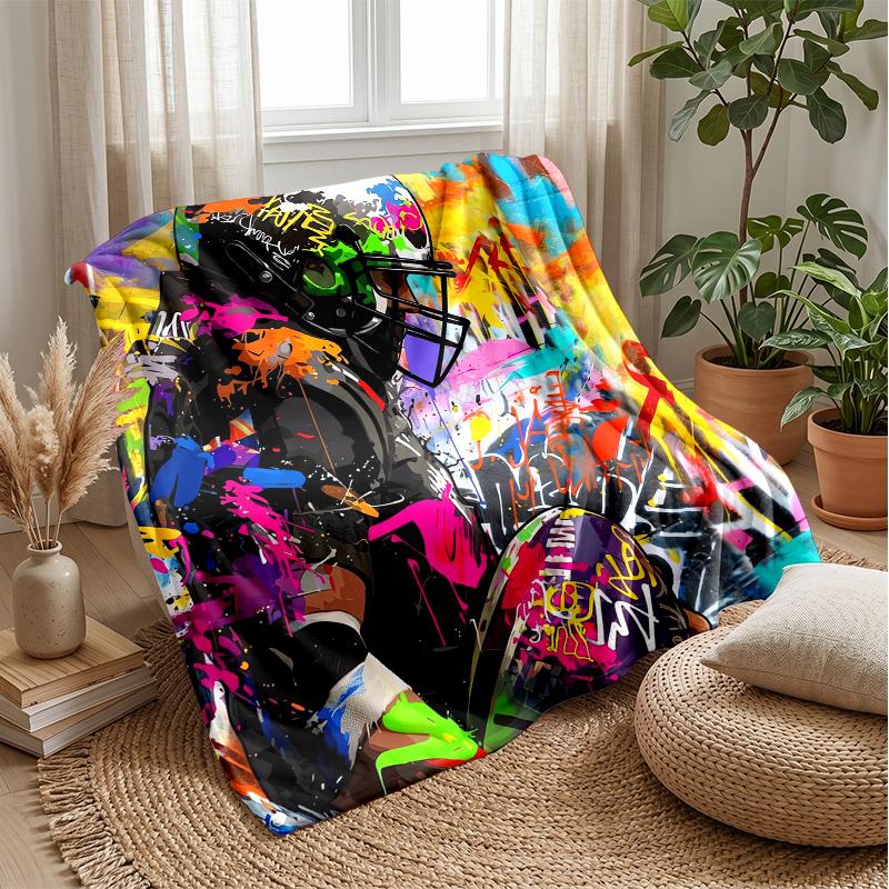 Golden Football Design Theme blanket Lightweight Warm Flannel Blanket Decorative Throw Blanket for Home Decoration