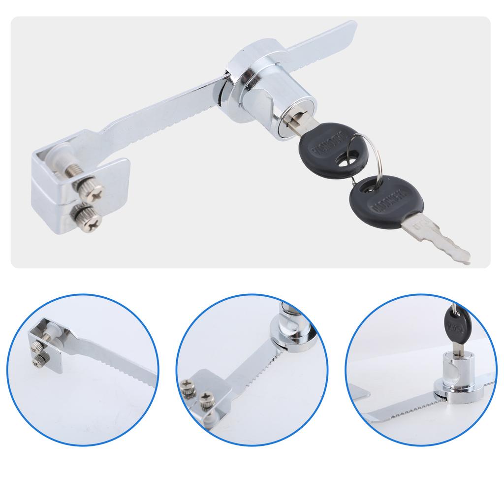 2 st Skjutglasdörrlås Spärrlås med Nycklar Skjutdörr Garderob Vitrinskåp Säkerhetslås för Låda Skåp Slitstark