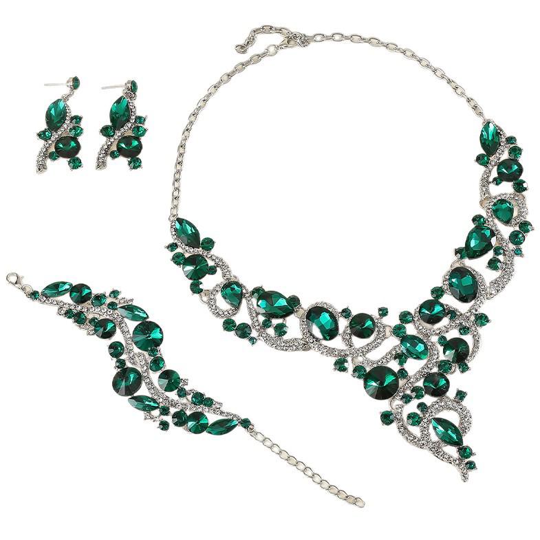 Retro Modeschmuck Set: Elegantes Halsketten-, Ohrring- und Armband-Set für Abendkleider