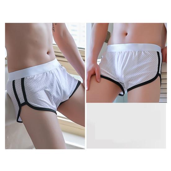 U-Shaped Crotch Design Men Panties Elastic Waist Seamless Breathable Mesh Shorts Briefs Summer