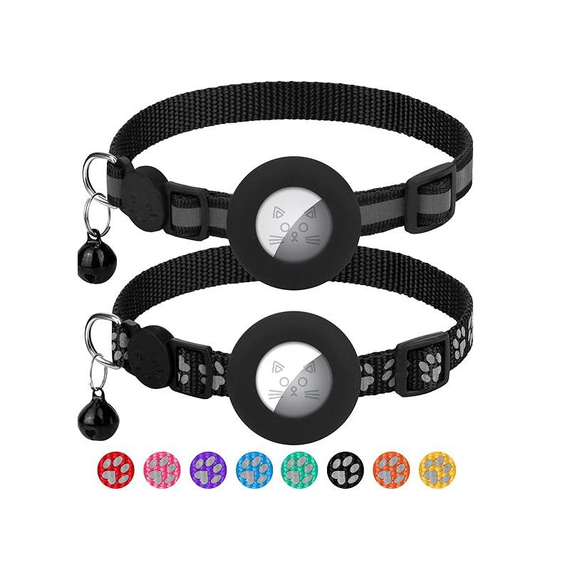 

Airtag Golden Retriever Pet Collar Cat Dog Reflective Anti-Lost Small Neck Ring Anti-Lost Reflective Night Travel чёрный