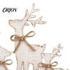 Christmas Elk Tabletop Decor 3Pcs/Set Wooden Table Sign, Rustic Reindeer Family Decoration, Decorative Sign Jute Rope Bow Centerpiece for Xmas Holiday