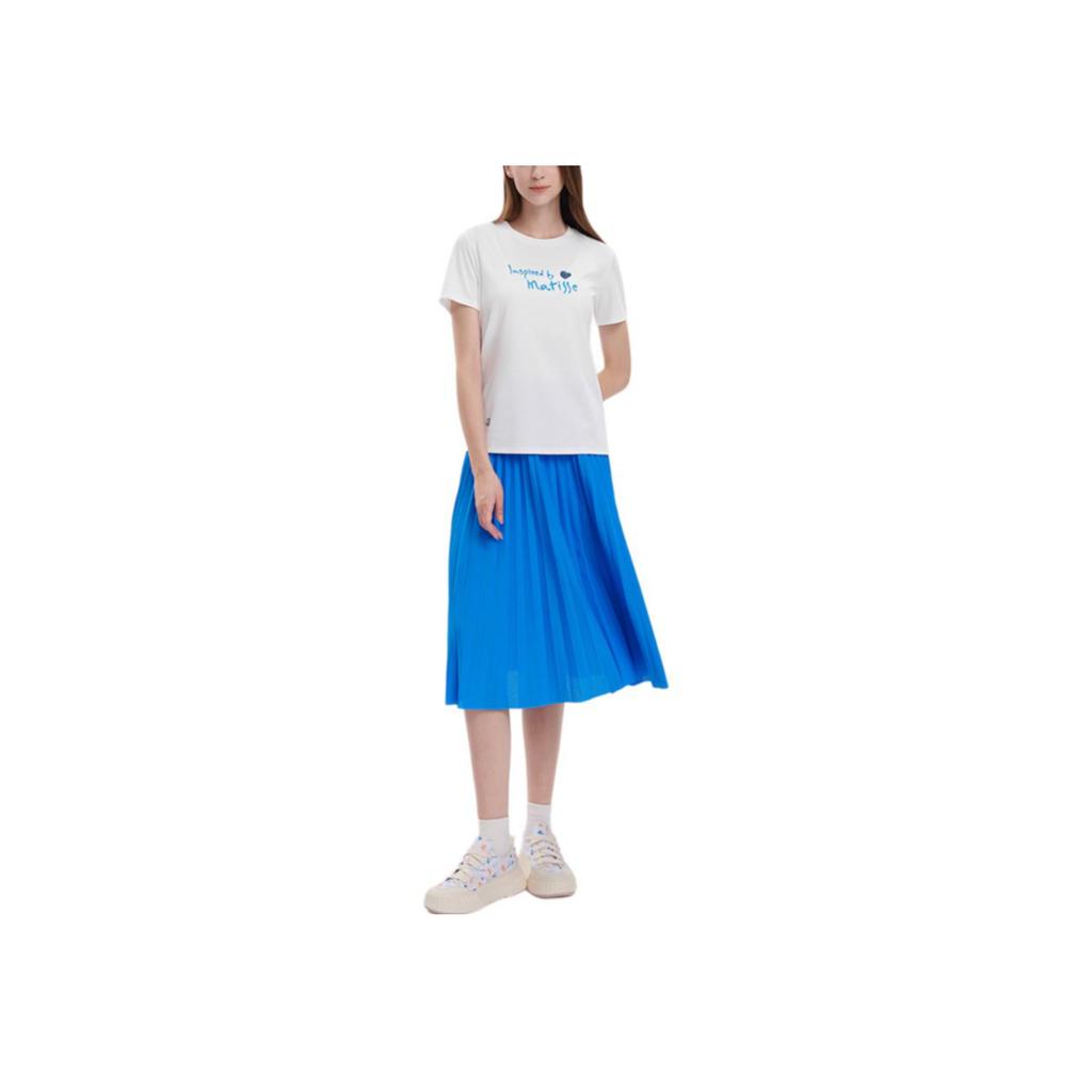 FILA 2023 Summer New Casual Fashion Versatile Knitted Long Dress Women dresses Blue F11W338301F-BU