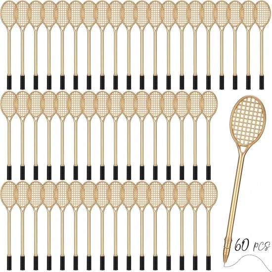 60 Pcs Tennis Racket Pens Tennis Party Favors Sport Gifts for Team Fidget Novelty Badminton Rollerball Pens for Home Adult Office Writing(Multicolor)