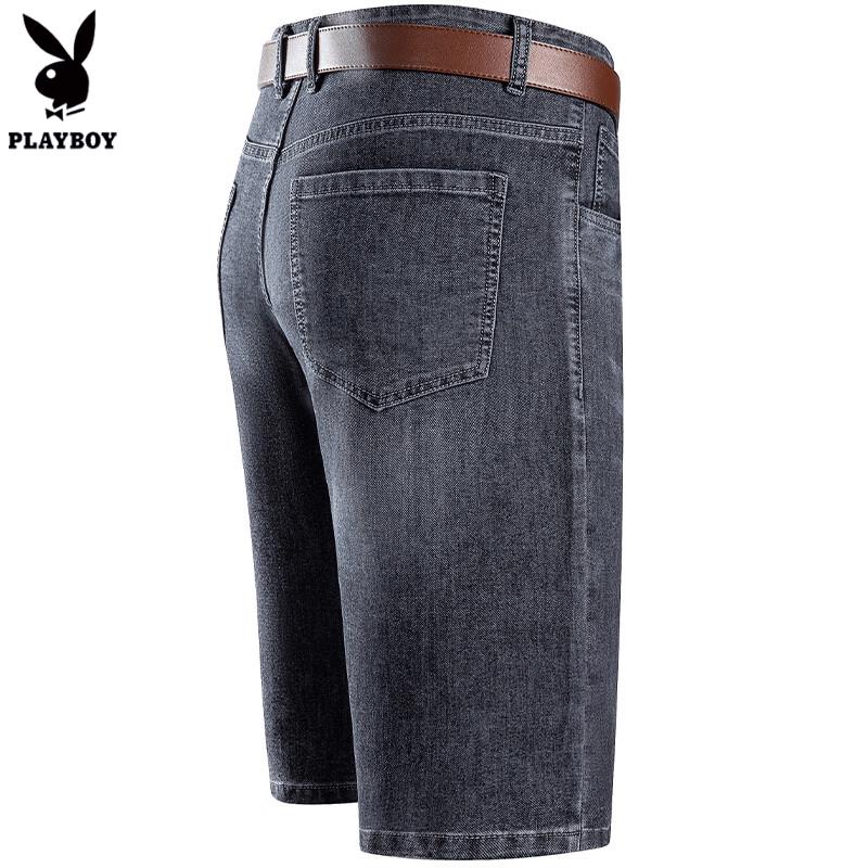 Playboy Men s Loose Straight Denim Knee-Length Shorts 36 джинсовый синий