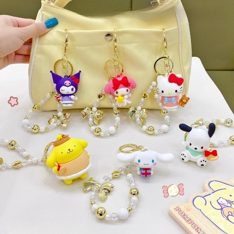 Sanrio Hello Kitty Kawaii Little Angel Collection Line Cinnamoroll Animation Design Animation Merchandise Figure Key Ring Pendant Bagpack Decoration