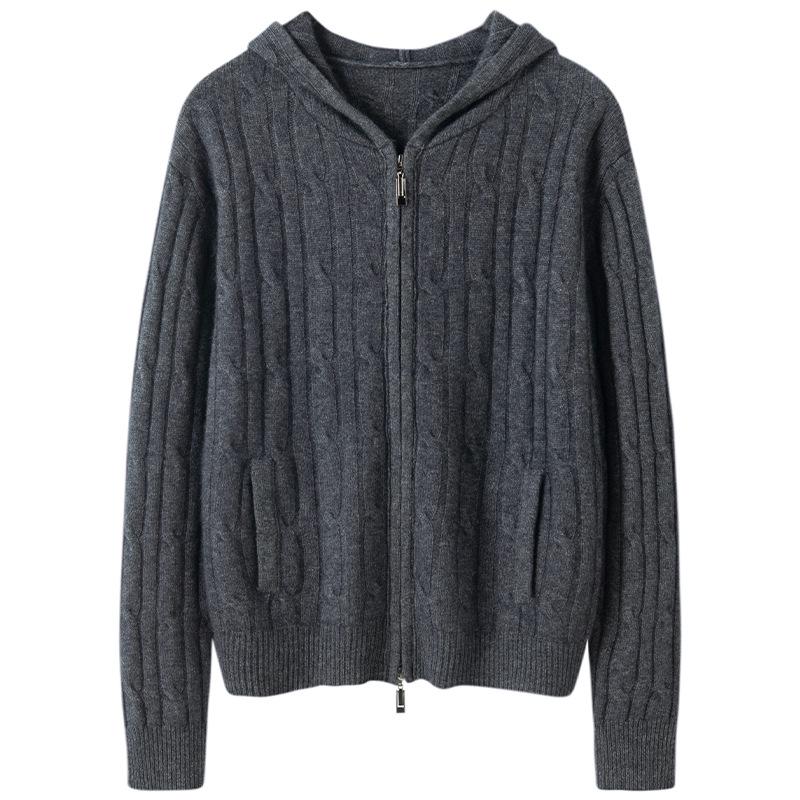 Autumn/Winter 2026 Women's Cashmere Cardigan - Seven-Gauge Cable Knit, Thick & Warm Base Layer Outerwear
