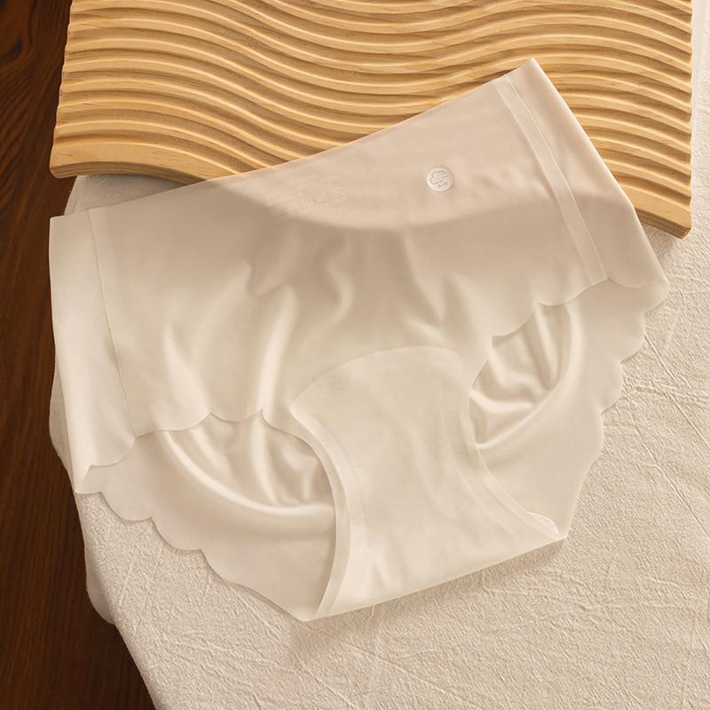 Comfortable And Breathable 7a Women s Ice Silk Mid Waist Underwear With Cotton Lining XL белый