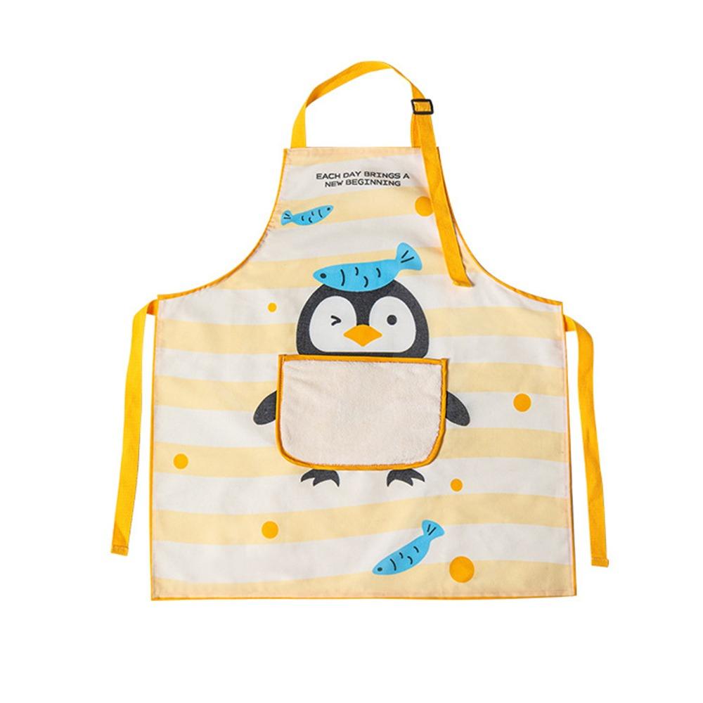 Portable Canvas Kitchen Apron Waterproof Cartoon Cooking Baking Bibs Sleeveless Adjustable Restaurant Uniform for Women