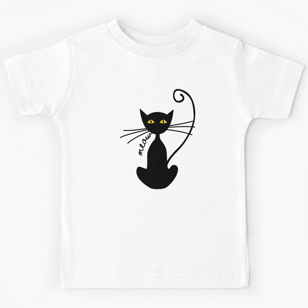 Black Cat Meow Kids T-Shirt 130