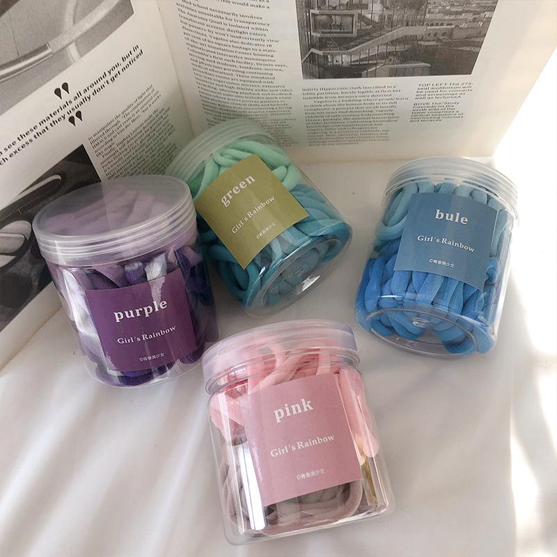 50 Gradient Color Seamless Hair Ties for Girls – High Elasticity Candy Color Bands