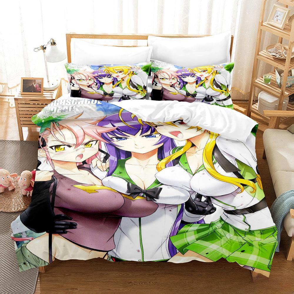 Anime Sexy Girl Highschool of the Dead Bedding Set Single Twin Full Queen King Size Bed Set Adult Kid Bedroom Duvet cover Sets