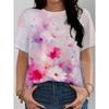 Fashion Women's Flower Short Sleeve Crew Neck T-Shirt 3D Flower Color Printing Tops Daily Wear