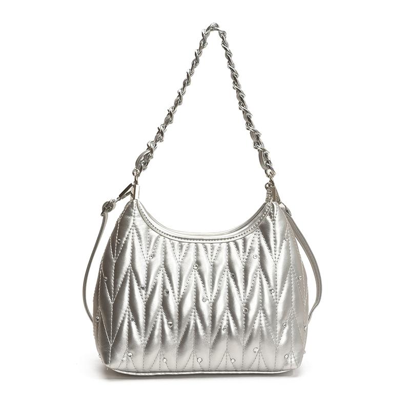 Exquisite Stylish Design Solid PU Square Shoulder Bags Diamonds High Quality Sense of Luxury Crossbody Bags for Women 2025 New