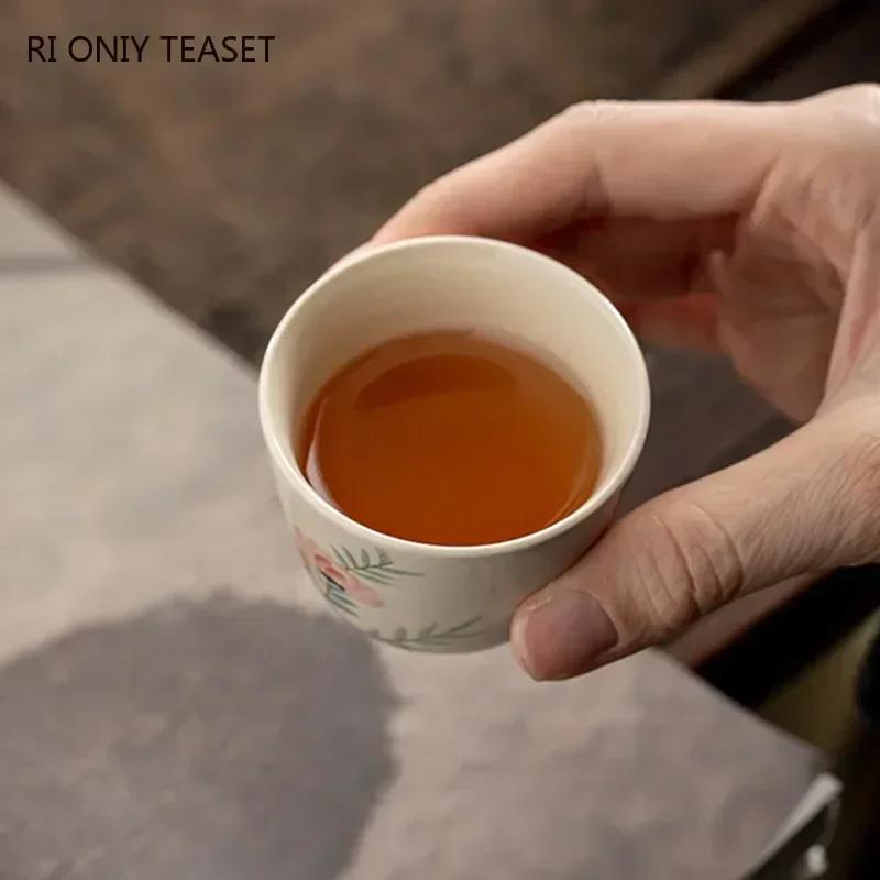 Chinese Tradition Ceramic Teacup Travel Meditation Cup Exquisite Hand Painted Tea Bowl Pu'er Master Cup Tea Set Accessories 50ml