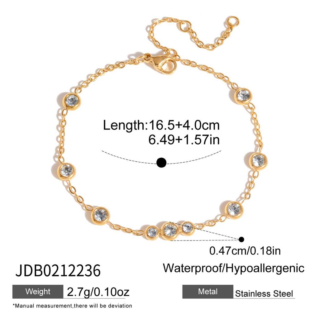 Youthway Delicate Tiny Zircon Bracelet For Women Minimalist 18K Gold PVD Plated Stainless Steel Bracelet Fashion Jewelry Gift