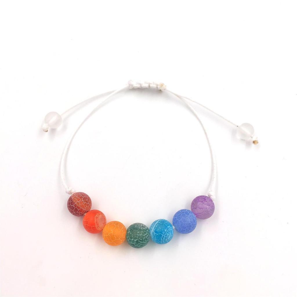 Colorful Agate & Lava Stone Buddhist Prayer Beads Bracelet, 8mm Natural Energy Stones