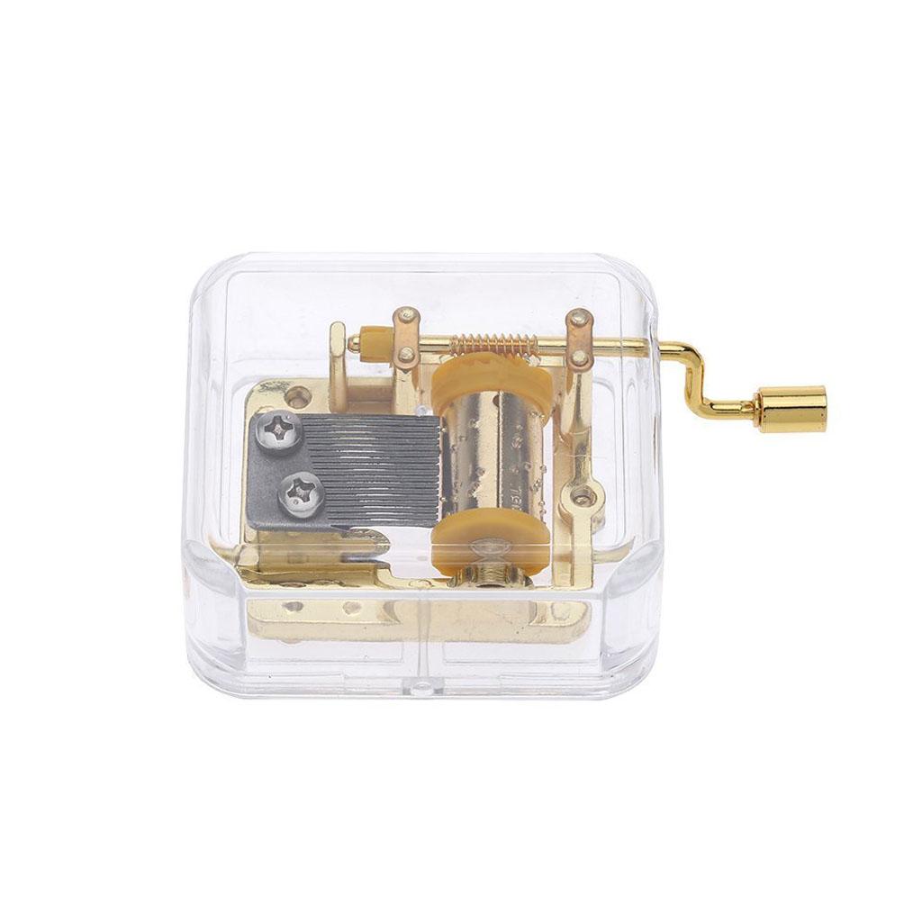 Acrylic Hand Crank DIY Music Box Movement Mechanical Crafts Part Gift