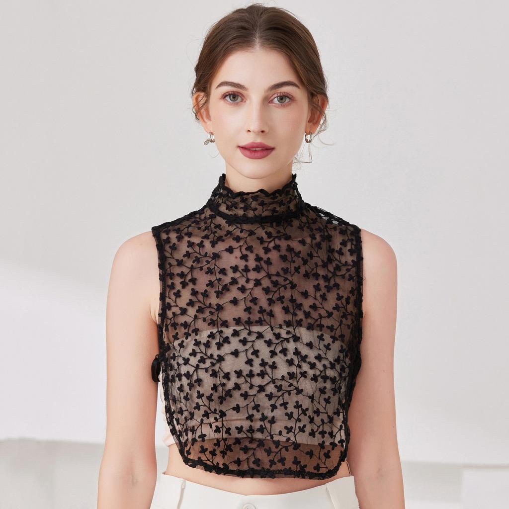 New Instantly Beautiful Girl Petal Lace Fake Collar Playful and Cute Pure Cotton Collared Shirt Ties