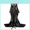 Elegant Maleficent Angelina Jolie Cosplay Costume Dress With Stand-up Collar And Horned Helmet For Halloween And Parties