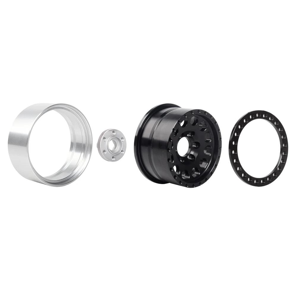 Injora 4Pcs Cnc Aluminum Alloy 1.9 Beadlock Wheel Rim For 1/10 Rc Crawler Car Axial Scx10 90046 Axi03007 Trx4 Vs4-10 Redcat Gen8