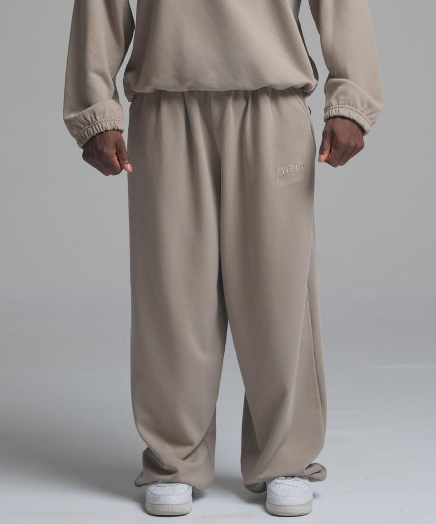 PHERMENON Oversized Pigment Wide String Jogger Pants - Beige