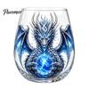 Stylish Beverage Container Dragon Pattern Glass Water Cup, Lead-free Drinking Glass, Mythical Creature Themed Cup for Iced Drinks Home Office