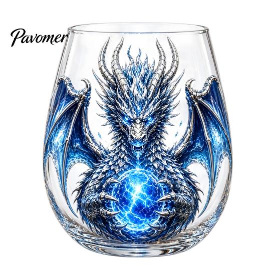 Stylish Beverage Container Dragon Pattern Glass Water Cup, Lead-free Drinking Glass, Mythical Creature Themed Cup for Iced Drinks Home Office