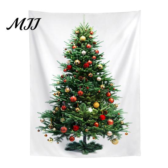 Indoor Holiday Wall Art Merry Christmas Tapestry, Hanging Fabric Backdrop, Xmas Tree Winter Seasonal Room Ornament for Living Room, Bedroom