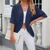 Women's Casual Knitted Cardigan Jacket Fashionable Mid Sleeve Solid Color Spring Summer
