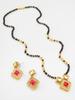 Gold-Plated Pink Stone-Studded & Beaded Handcrafted Mangalsutra Set