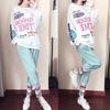 Two-piece Suit for Women's Sports and Leisure Autumn Student Hip-hop Sweatshirt Fashion Large Size Korean Style Loose Suit
