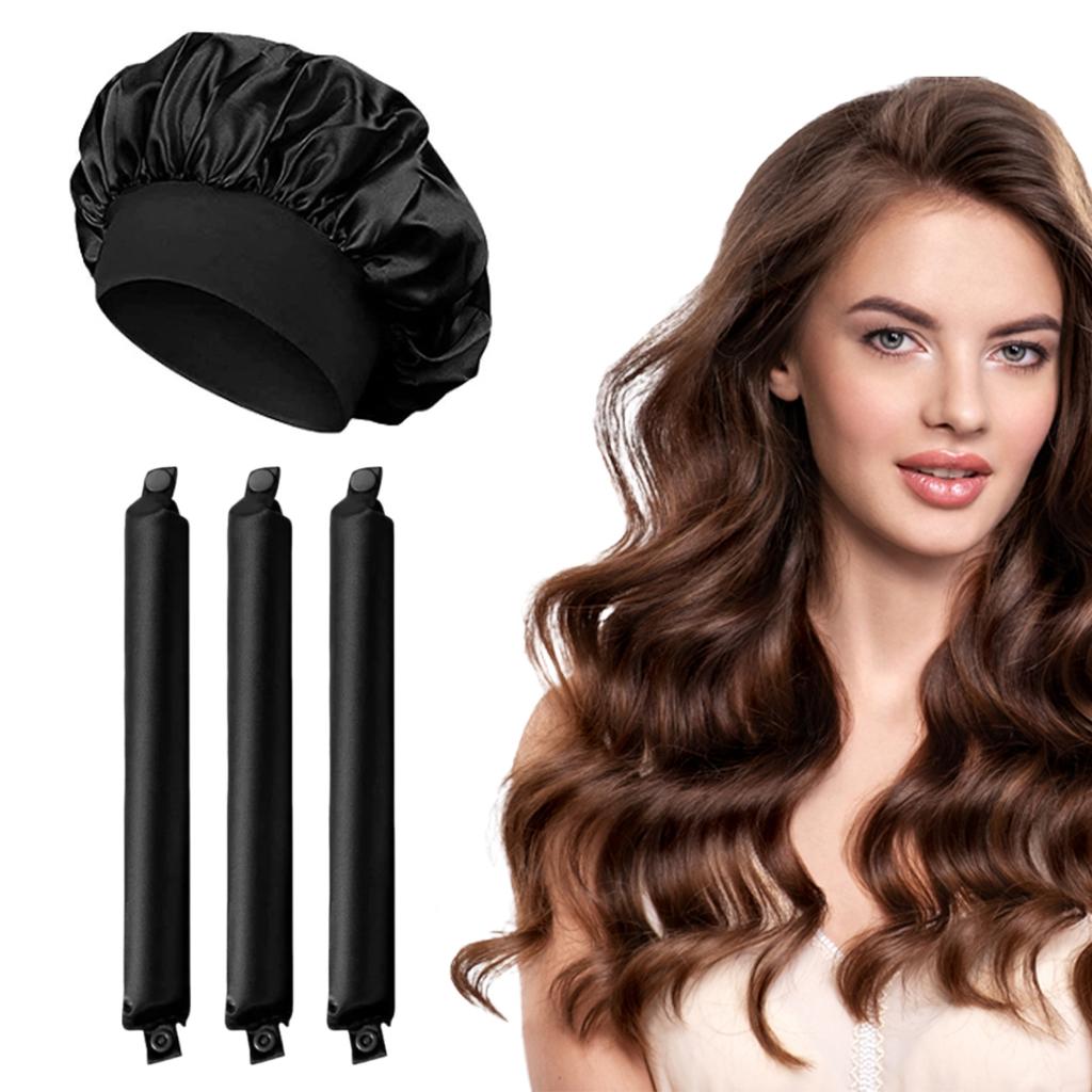 Hitzefreie Lockenwickler-Kopfband Weicher Haarwickler Ohne Hitze Haarrollen Faule Locken Schlafen Flexi-Stäbe mit Haube Styling-Werkzeuge