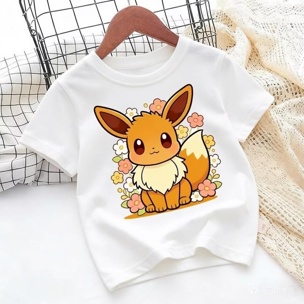 Children's Pure Cotton T-shirt with Pokémon Jigglypuff Design, Suitable for Summer 2026, Loose-fitting Top for Girls, Y2K Style.