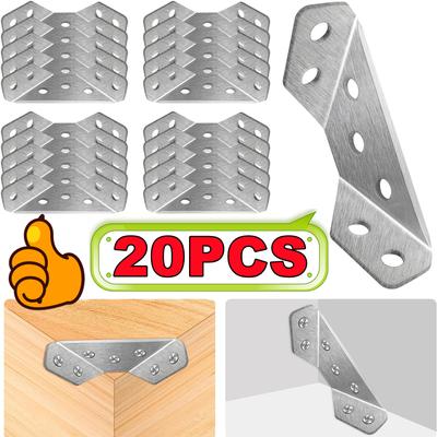 20-1PC Stainless Steel Angle Corner Brackets Universal Furniture Corner Connector Brace Joint Fastener Bedframe Cabinet Drawer