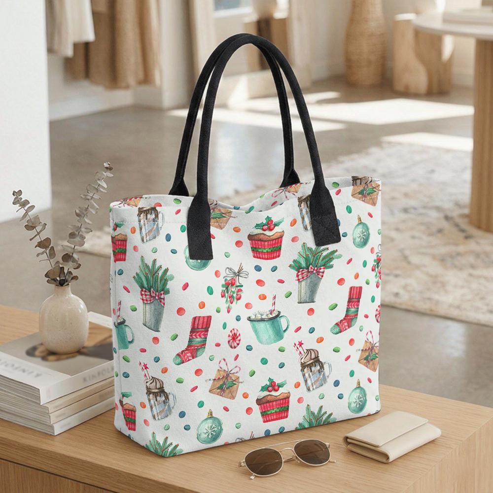 Christmas Printed Casual Large Capacity Shoulder Handbag for Daily Use