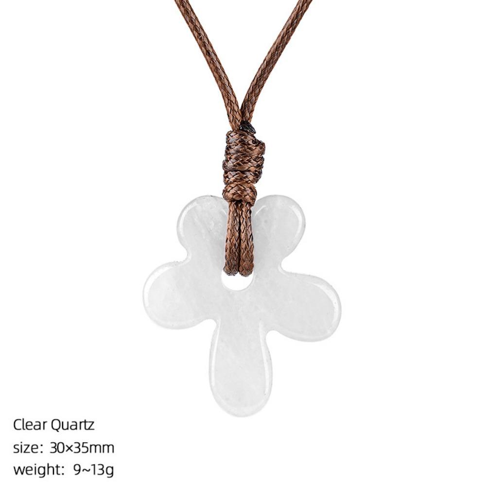Semi-Precious Agates/Amethyst Necklace Five-Petal Pendant Necklace  Birthday Gifts