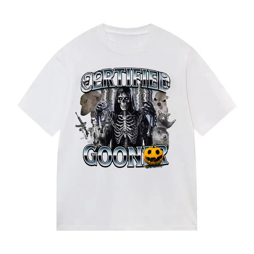 Amerikansk Retro Herr- och Dam- Amerikansk Tecknad Rolig Tryckt Sportbilar, Motorcykel Sommar Streetwear T-shirts